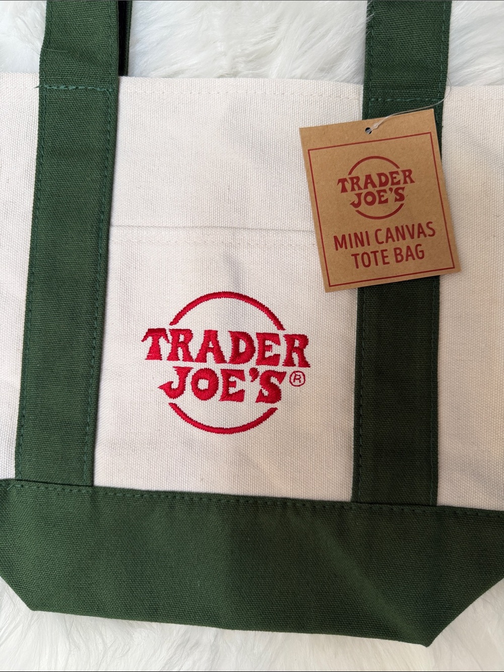 NWT Trader Joe’s Green  Mini Canvas Tote Bag - Picture 4 of 7
